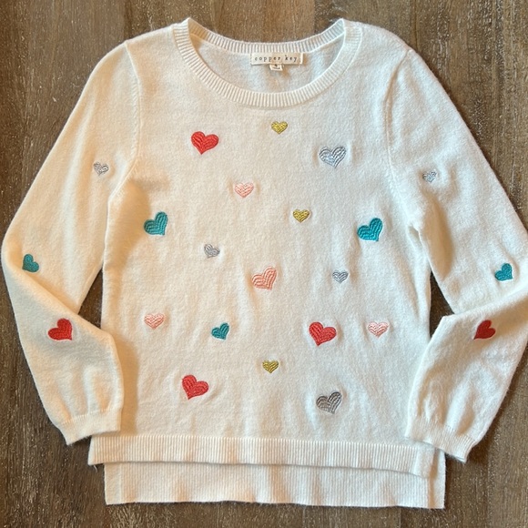 Copper Key Other - Copper Key Embroidered Hearts Sweater